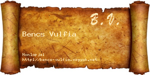 Bencs Vulfia névjegykártya